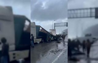 Artvin’de dalgalar park halindeki tırın dorsesini...