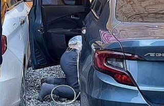 Elazığ’da bir kişi otomobil kapısının önünde...