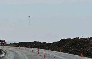 Heyelan sahasında dron ile havadan alan taraması...