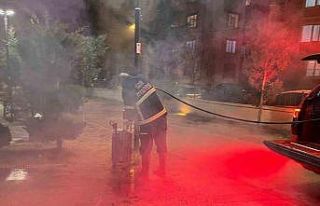 Iğdır’da asmalı çöp kovaları yandı, olayla...