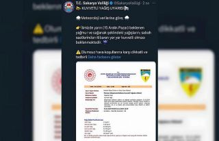 Sakarya’da kuvvetli yağış uyarısı