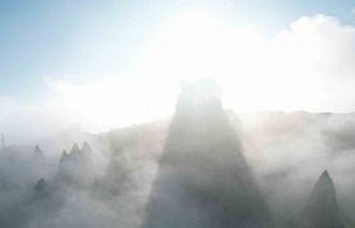 Sisli Kapadokya havadan görüntülendi