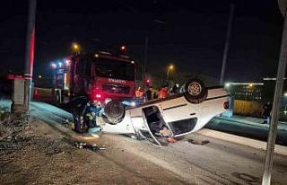 Takla atan otomobilin sürücüsü ehliyetsiz ve 2,19...