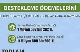 Üreticiye 13 milyon 332 bin 402 TL tarımsal destekleme...