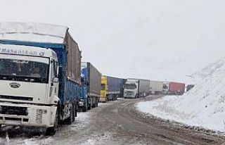 Yüksekova-Van kara yolunda çok sayıda tır mahsur...