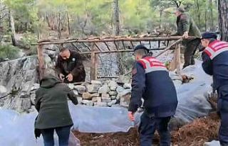 Avcıların ormana yaptığı kaçak barakalar yıkıldı