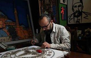 Filografi sanatçısı 120 bin çivi kullanarak Ayasofya-i...