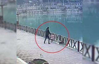 Fotoğraf için poz verirken göle düşen çocuğu...