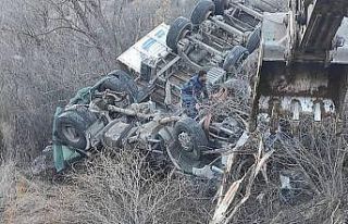 Kamyon şarampole yuvarlandı