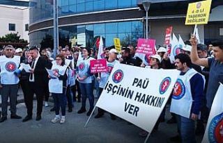 PAÜ Hastanesi çalışanları eylem yaptı