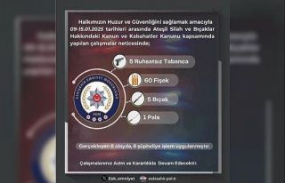 Tabanca ve kesici aletler ele geçirildi, 8 şüpheliye...