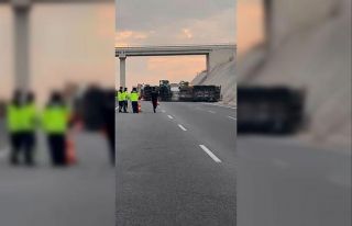 Tanker devrildi, Bursa İzmir otobanı trafiğe kapandı