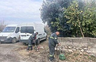 Temizlik işçileri ellerinde süpürgeleriyle sosyal...