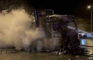 Ukrayna’dan Irak’a kömür taşıyan tır alev...