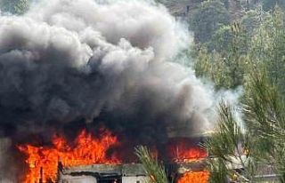 Yolcu otobüsü alev alev yandı