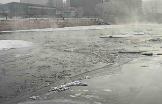 Ağrı’da dondurucu soğuklar nedeniyle Murat Nehri...