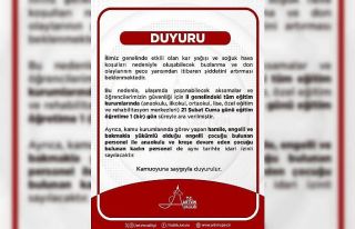 Artvin’de eğitime 1 gün ara verildi