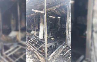 Depremzede ailenin yaşadığı konteyner yanarak...