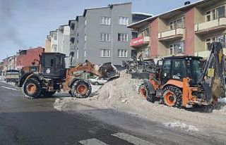 Ekipler tonlarca karı ilçe dışına taşıyor