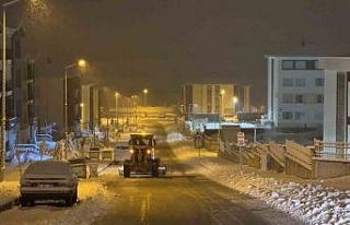 Elazığ Belediyesi ekipleri, karla mücadele için...
