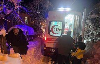 Kar sebebiyle yolları kapanan köylerdeki hastalar...