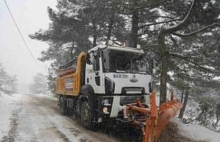 Kartal Belediyesi ekipleri karla mücadele çalışmalarını...
