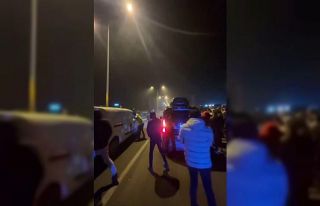 Trafiğe açık yolda yarış yaptılar