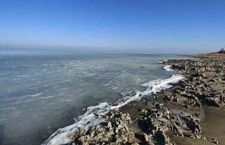 Van Gölü’nun kıyısı dondu