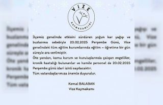 Vize’de okullar kar sebebiyle tatil edildi