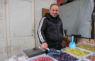 Altı aylık zahmetin ürünü mor ve pembe zeytinler...