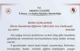 Amasya’da eğitime 1 gün ara verildi