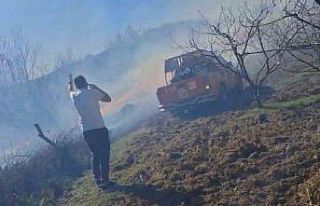 Çanakkale’de tarım arazisinde çıkan yangın...