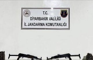 Diyarbakır’da üzeri taşla kapatılmış silahlar...