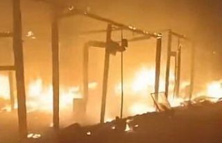 Elektrik telinin kopması sonucu 15 çadır yandı