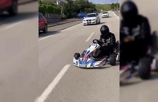 Go kart sürücüsü pisti şaşırdı, trafiğe çıkıp...