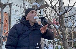 Karganın kar banyosu keyfi: "Bir tek şampuanı...