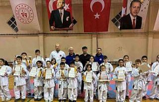 Küçük karateciler kuşak sınavında ter döktü