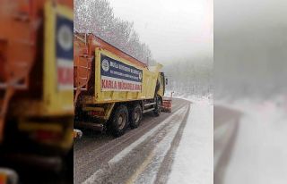 Muğla Büyükşehir ekiplerinden kar mücadelesi