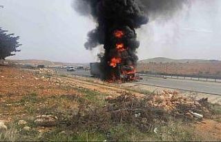 Seyir halindeki tır alev topuna döndü