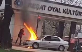 Seyir halindeyken arıza yapan araç alev topuna döndü