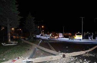 Alkollü sürücü önce araca, sonra da aydınlatma...