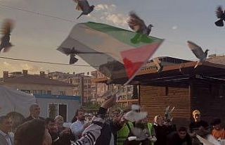 Güvercinler Filistin’in özgürlüğü için gökyüzüne...