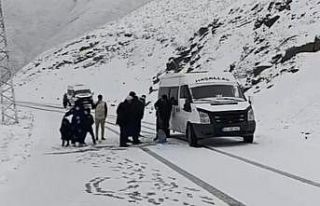 Hakkari’de iki minibüs karla kaplı yolda mahsur...
