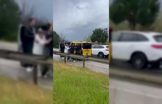 Kaza sonrası sürücülerin tekme tokat kavgası...