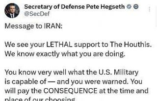 ABD Savunma Bakanı Hegseth’ten Husilere destek...