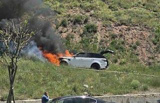 Ankara’da bir cip alev alev yandı