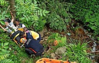 Arazide ağaç keserken yaralanan adamı ekipler kurtardı