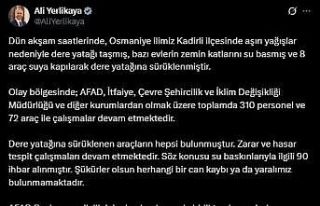 Bakan Yerlikaya, Osmaniye’de taşan dere yatağında...