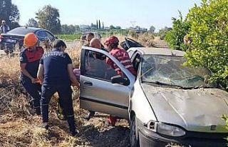 Dörtyol’da otomobil narenciye bahçesine uçtu