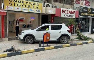 Fren yerine gaza basınca kaldırıma çıktı